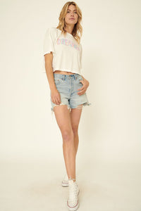 Dreamer Distressed Vintage Cropped Graphic Tee