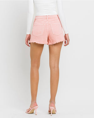 Vervet Frayed Hem Shorts Pink