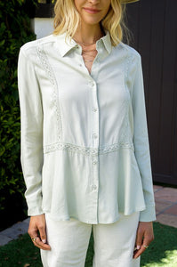 Lace Trim Button Down Shirt