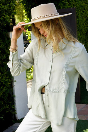 Lace Trim Button Down Shirt