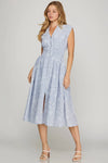 Drop Shoulder Smocked Waist Midi Dress