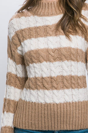 Striped Cable Knit Sweater