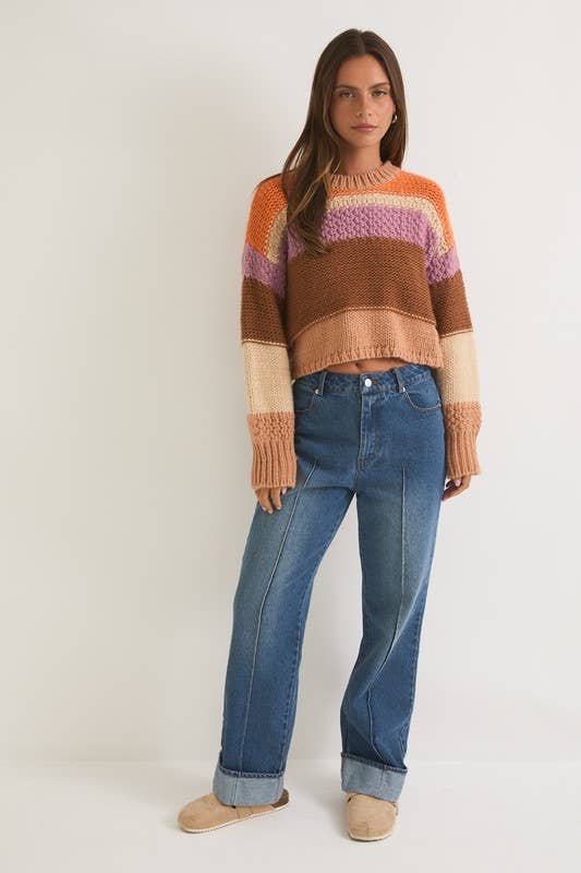 Round Neck Crop Sweater Top