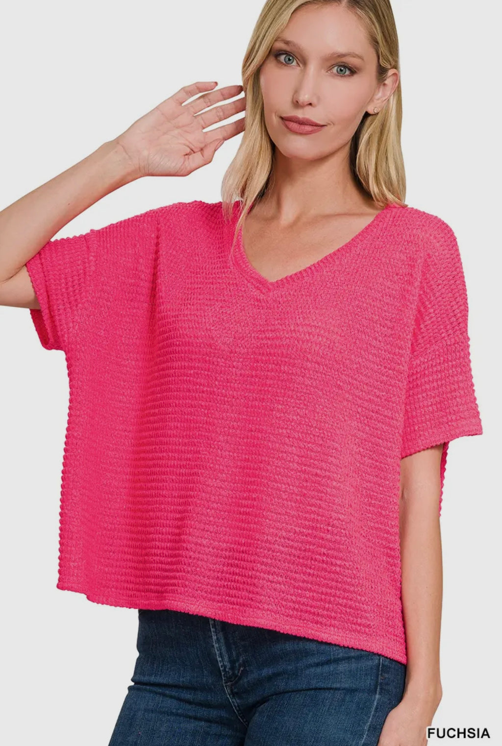 Drop Shoulder S/S Jacquard Sweater