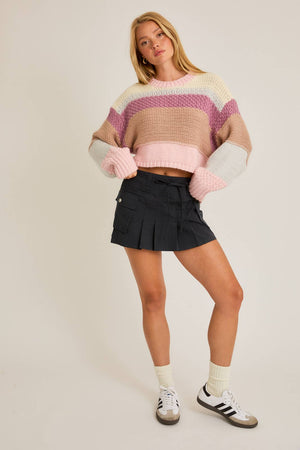 Round Neck Crop Sweater Top