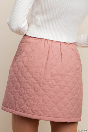 Blush Waterproof Quilted Mini Skirt
