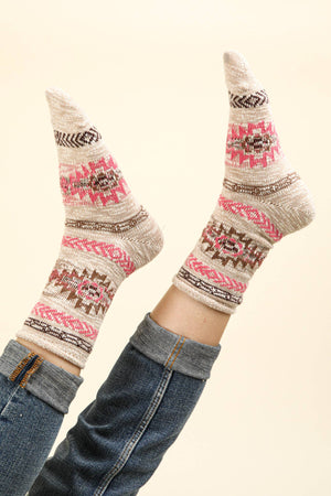 Aztec Graphic Cozy Crew Socks