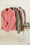 Fuzzy Fleece Cozy Cable Pattern Henley Top