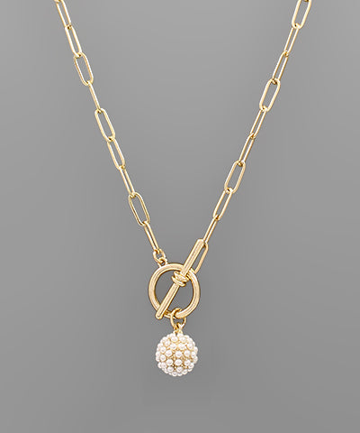Gold Ball Drop Toggle Necklace