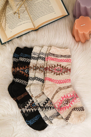 Aztec Graphic Cozy Crew Socks