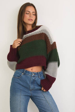 Round Neck Crop Sweater Top