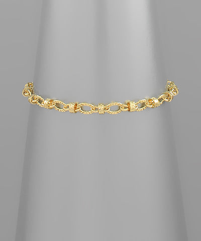 Textured Flat Oval Chain Bracelet