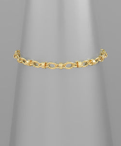 Textured Flat Oval Chain Bracelet