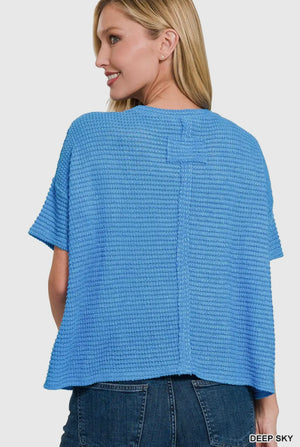 Drop Shoulder S/S Jacquard Sweater