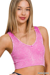Stone Washed Ribbed Seamless Padded Tank