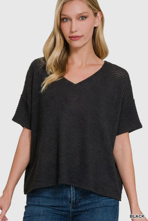 Drop Shoulder S/S Jacquard Sweater