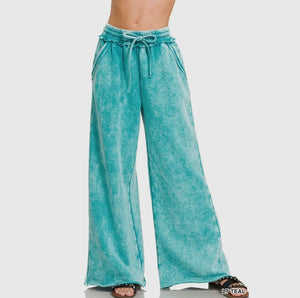 Acid Wash Fleece Palazzo Sweatpants