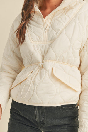 Creamy Quilted Puffer Pullover