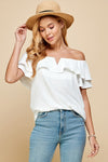 Ivory V Detail Neckline Blouse