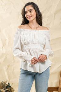 White Ruffled Off Shoulder Top