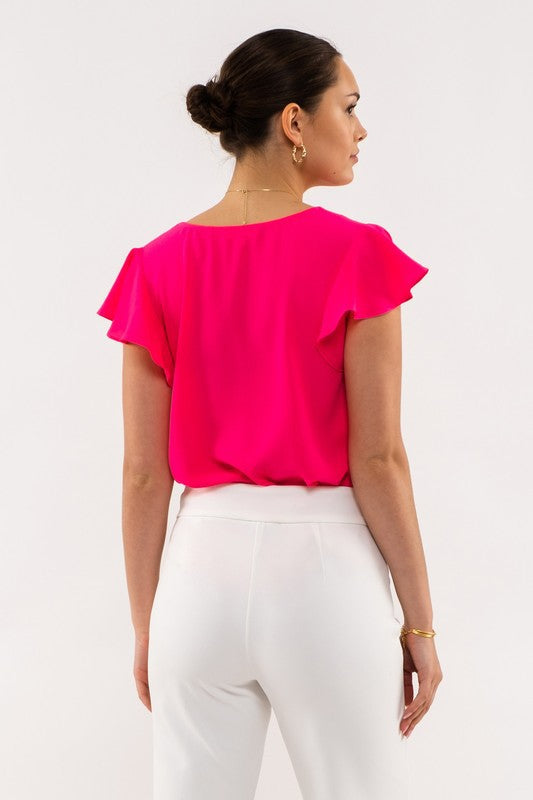 Scalloped V Neck Top