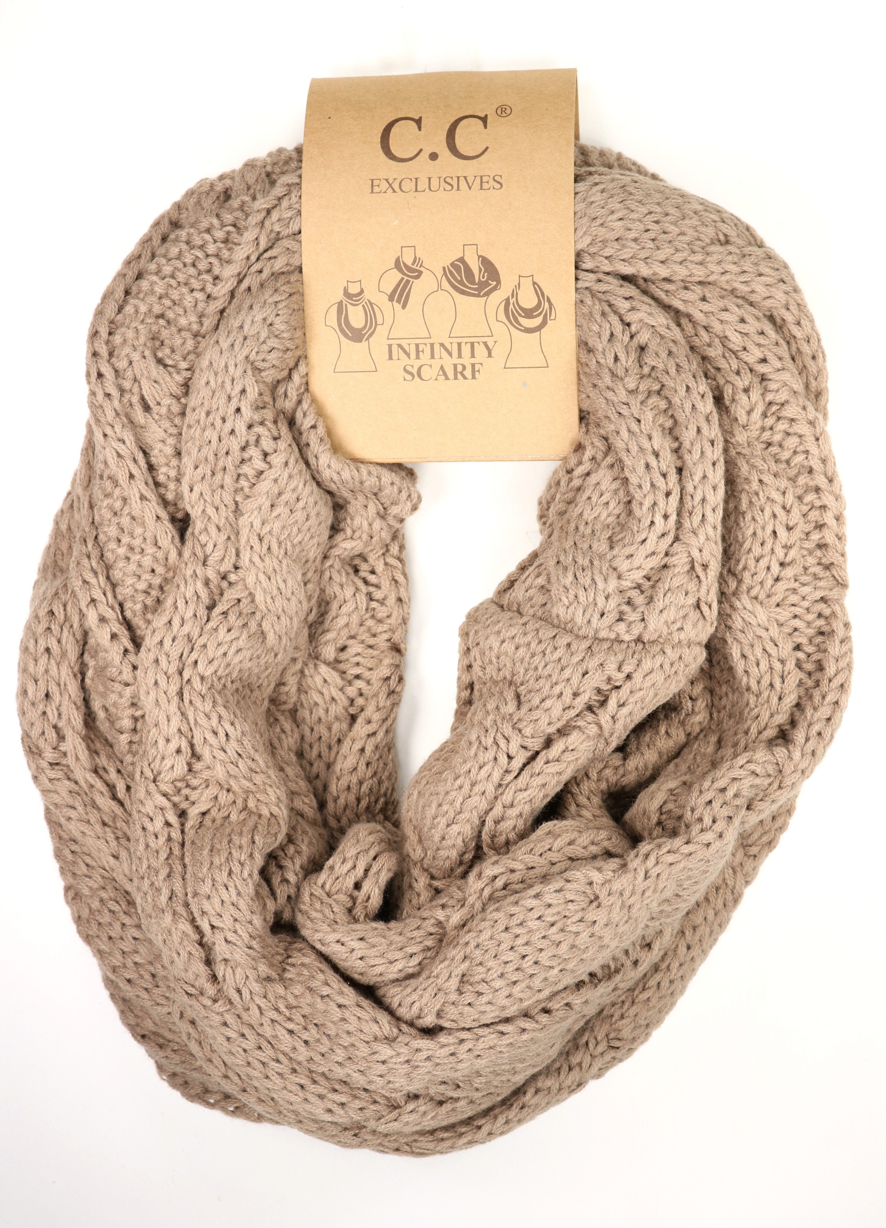 C.C. Solid Cable Knit Infinity Scarf