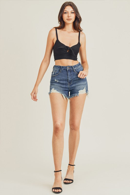 Risen Jeans High Rise Distressed Shorts