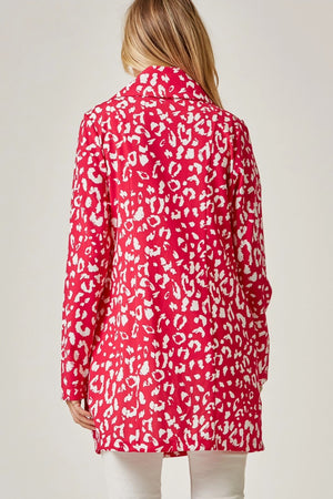 Pink Leopard Print Midi Jacket
