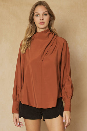 Cinnamon Drape Neck Blouse