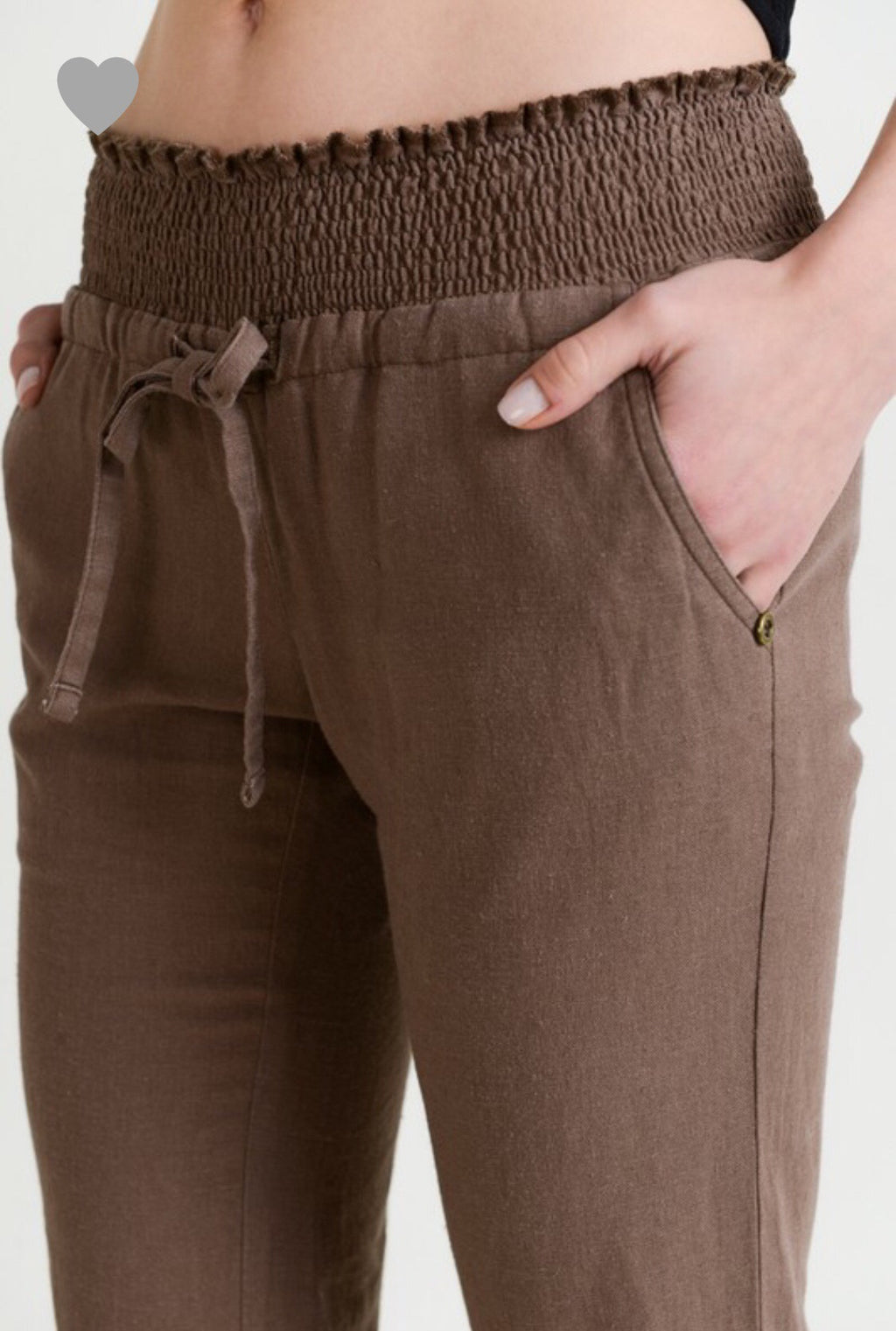 Smocked Waist Linen Pants- Plus