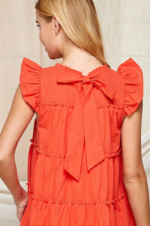 Coral Tiered Babydoll Dress