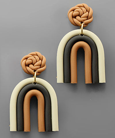3 Row Clay Arch Earrings