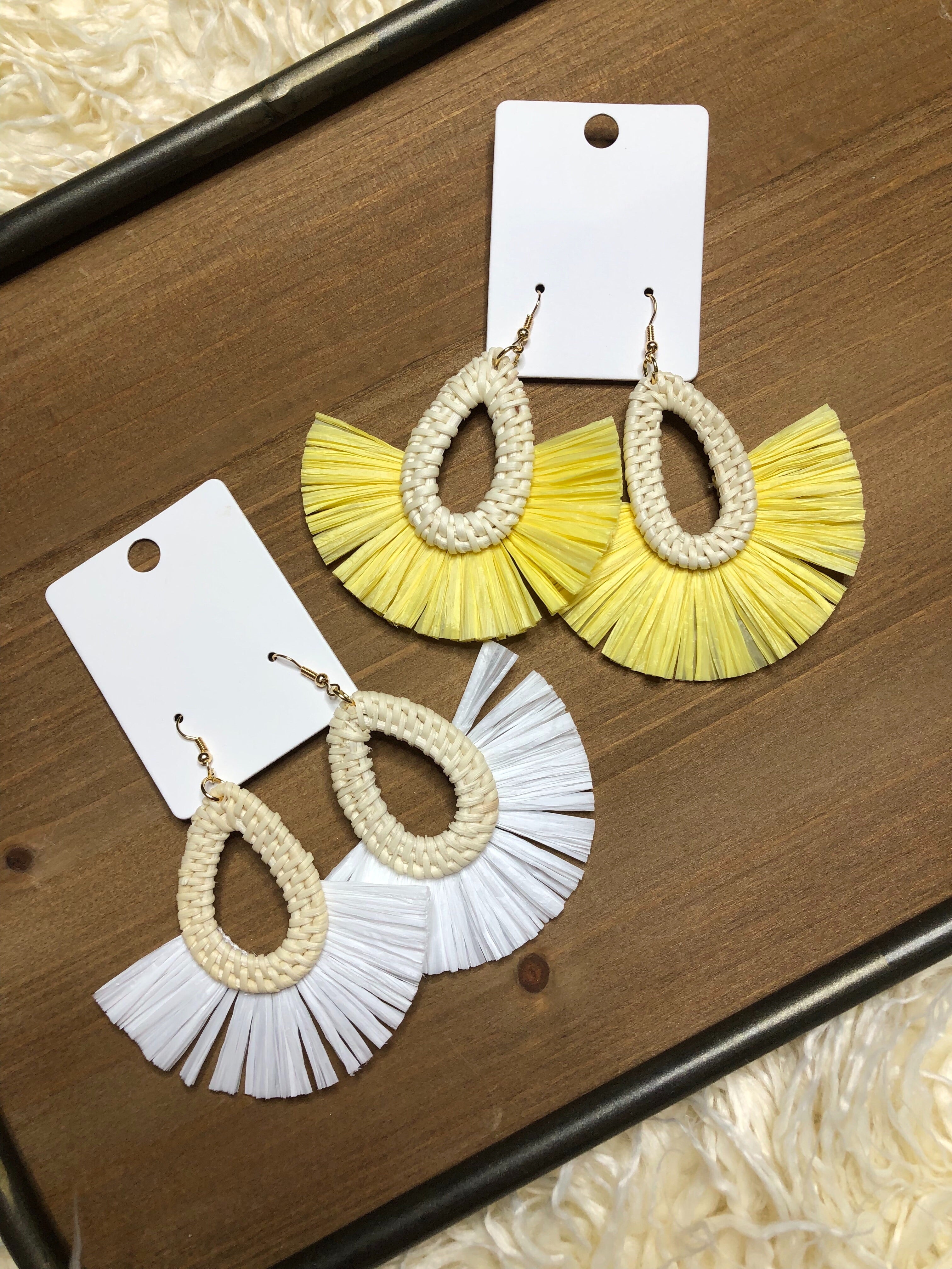 Raffia & Rattan Drop Earrings