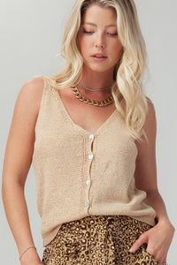 V Neck Buttoned Tank