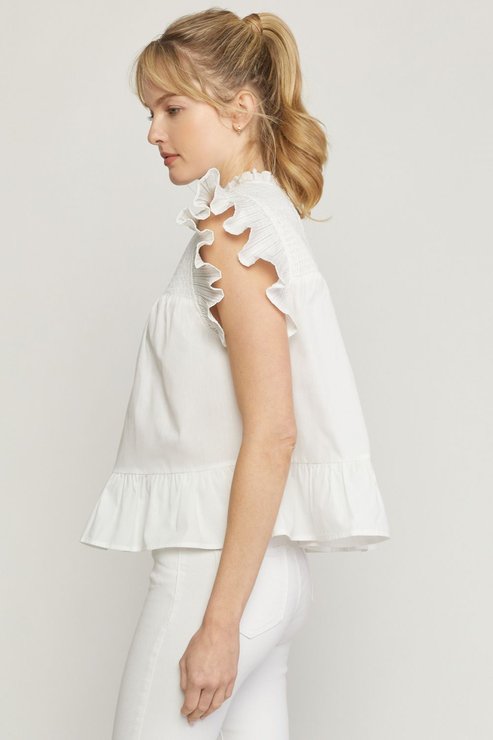 Smocked Peplum Top