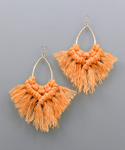 Threaded Tassel Teardrop Earrings