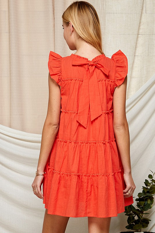 Coral Tiered Babydoll Dress