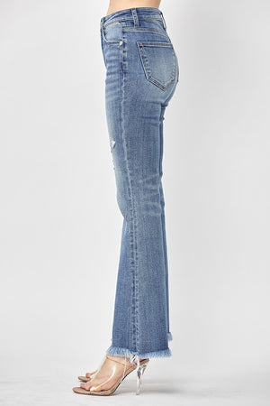 Vintage Fray Hem Flare Jeans by Risen Jeans