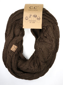 C.C. Solid Cable Knit Infinity Scarf