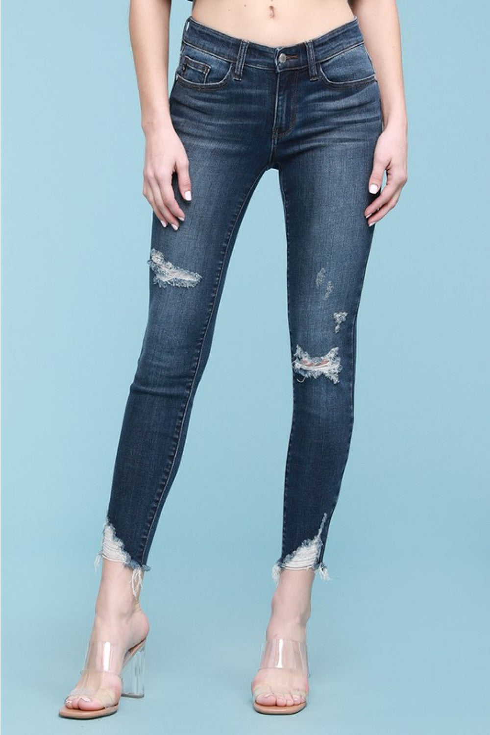 Judy Blue Destroyed Hem Cut-off Skinny