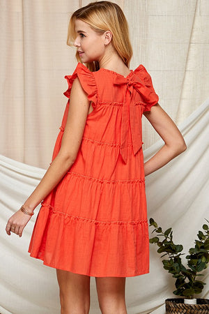 Coral Tiered Babydoll Dress