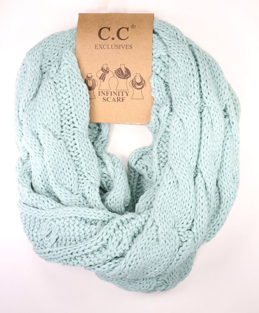 C.C. Solid Cable Knit Infinity Scarf