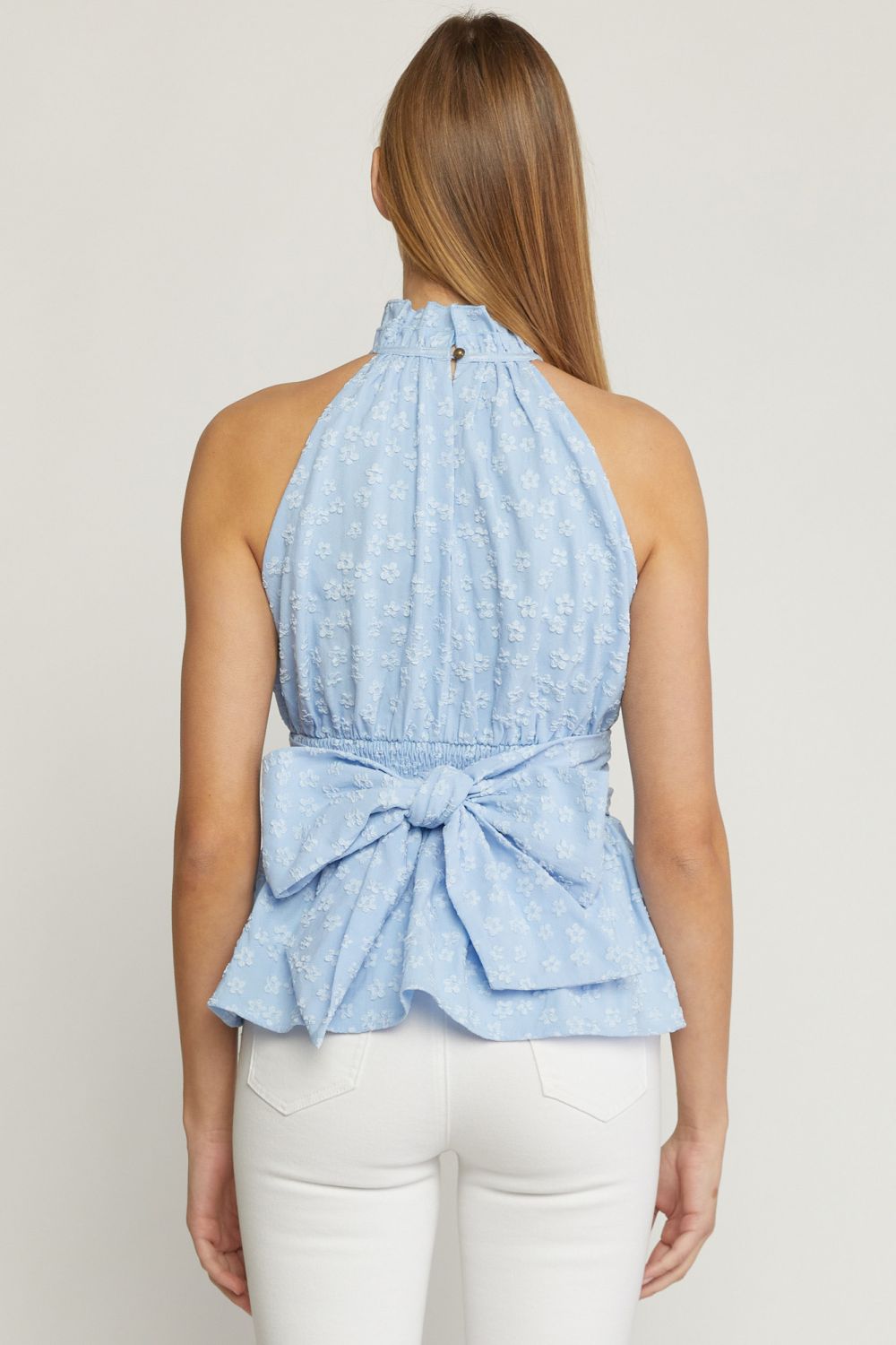 Blue Floral Peplum Tank