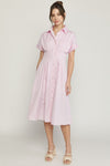 Pink Stripe Collared Midi Dress