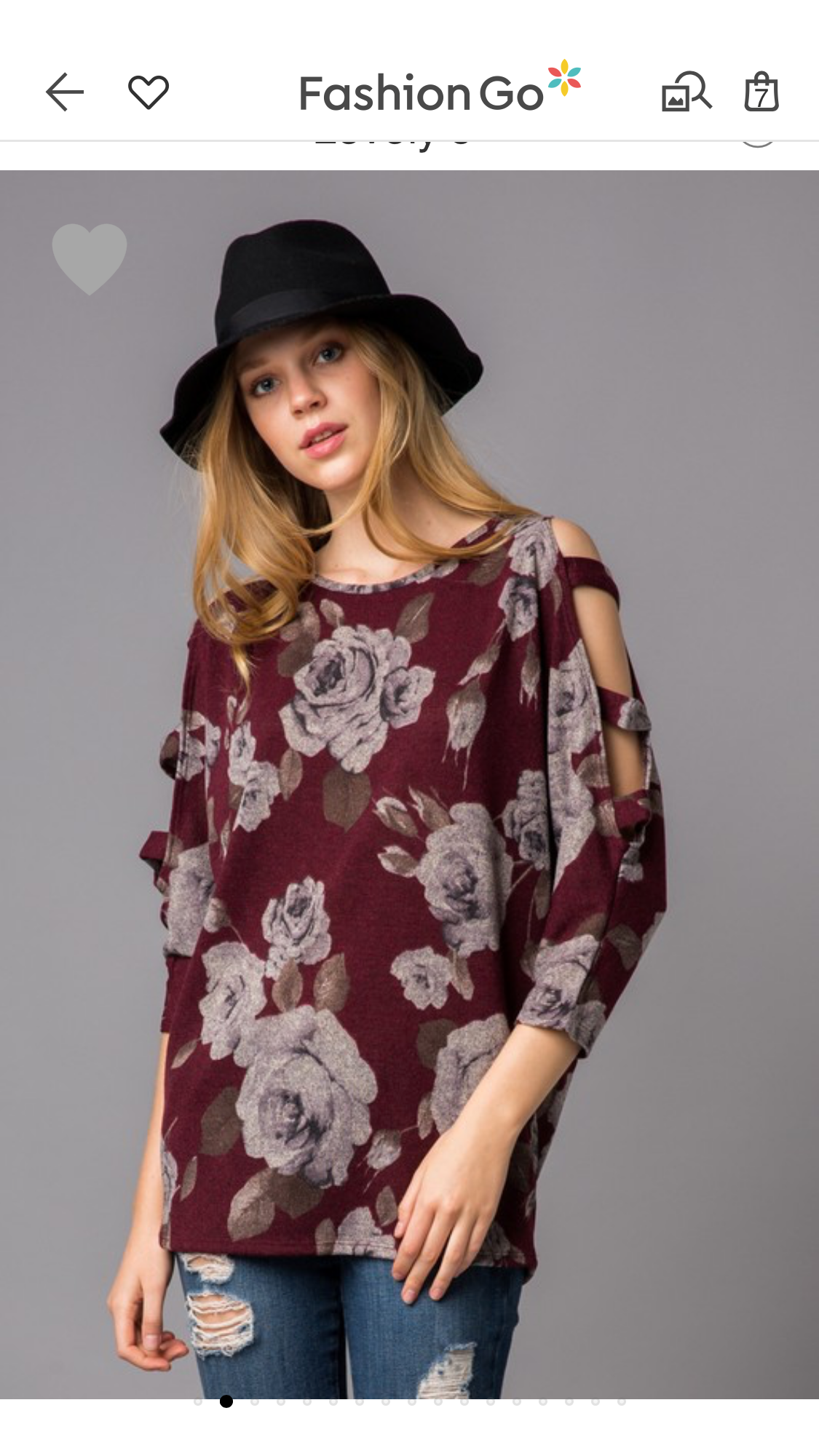 Burgundy Floral Print w. Open Shoulder