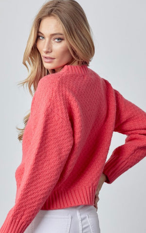 Seed Knit Cropped Sweater in Teaberry