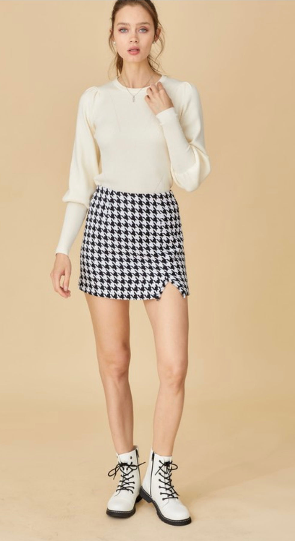 Houndstooth Mini Skirt