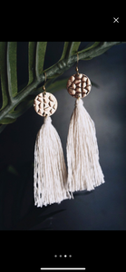 Rose Gold and Ivory Tassel Earrings