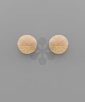 Stone & Gold Stud Earrings