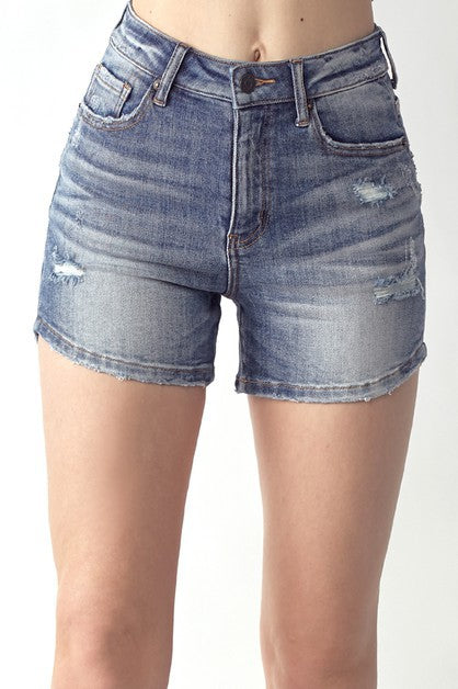 Risen Jeans High Rise Vintage Washed Shorts